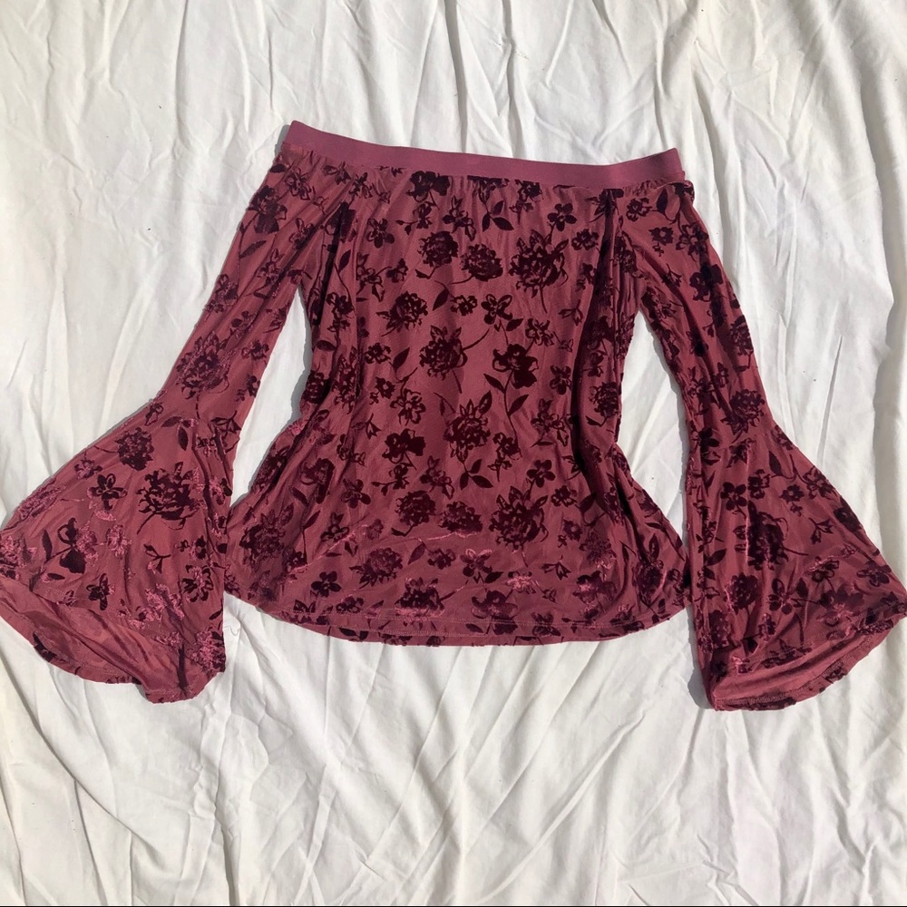 Burgundy Velvet Off The Shoulder Top Size XSmall
